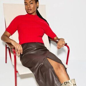 Fifteen Twenty Kaia Faux Leather Midi Skirt Size M MSRP $168